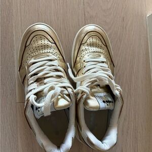 Diadora Heritage Metallic Gold and White Women's Sneakers